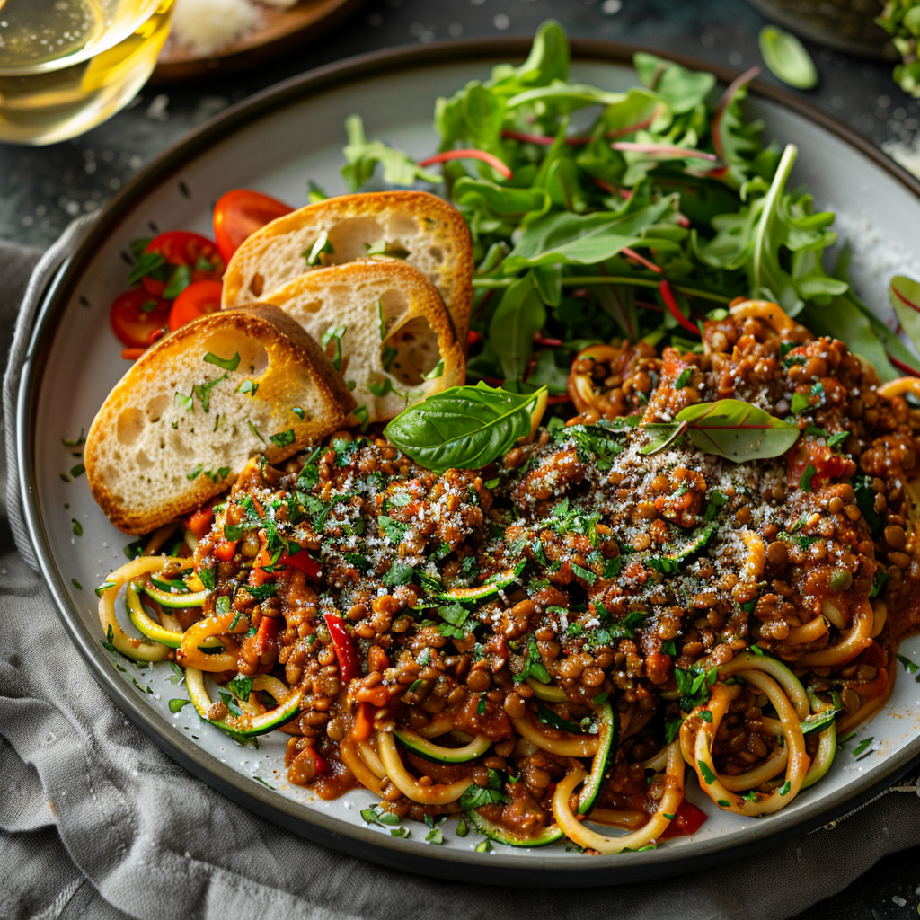 Lentil Bolognese over Spiralized Zucchini: Healthy & Delicious! 4 Lentil Bolognese over Spiralized Zucchini