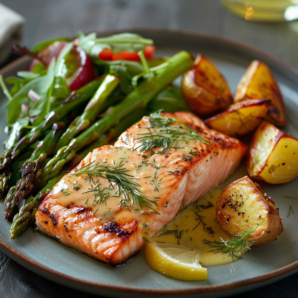Salmon & Asparagus with Lemon Dill Sauce: Irresistibly Delicious Recipe 2 Salmon & Asparagus with Lemon Dill Sauce