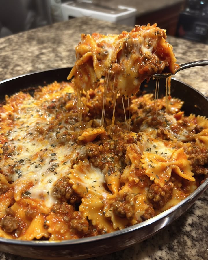 Cheesy Beef Bowties
