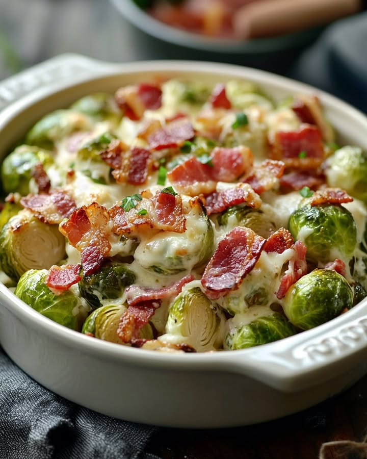 Creamy Bacon Brussels: The Best Savory Side Dish 2 Creamy Bacon Brussels