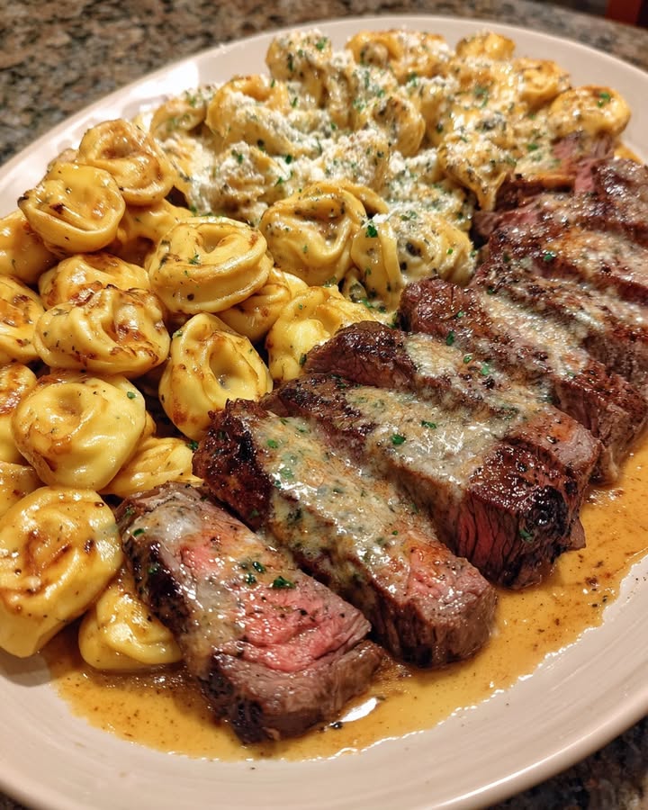 Creamy Cheesesteak Tortellini Bake: Savory Comfort in Every Bite 2 Creamy Cheesesteak Tortellini Bake