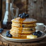 Blueberry Oat Pancakes with Honey