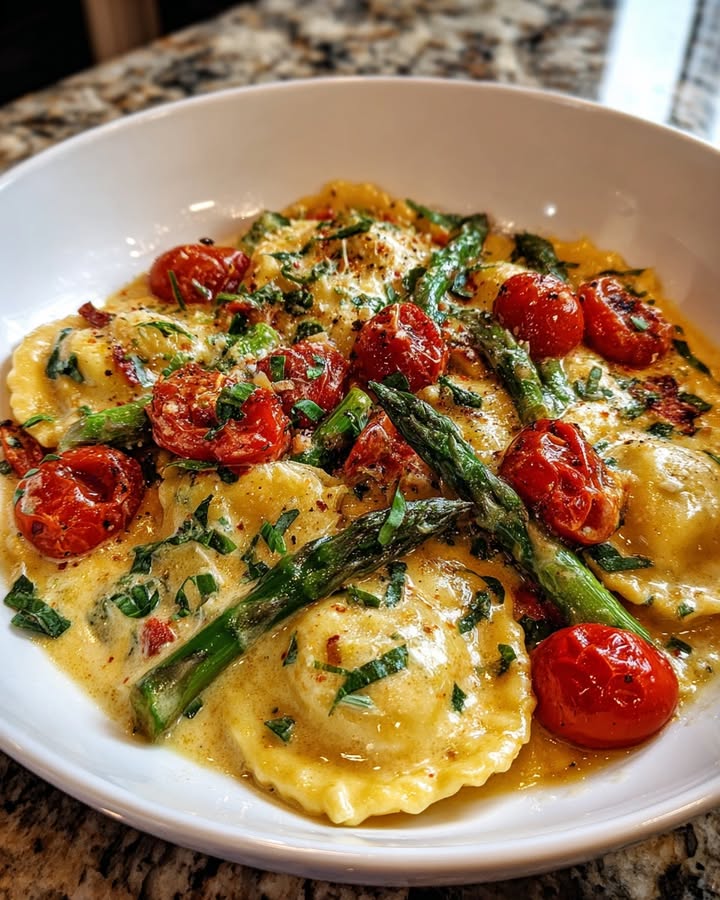 Creamy Asparagus Ravioli