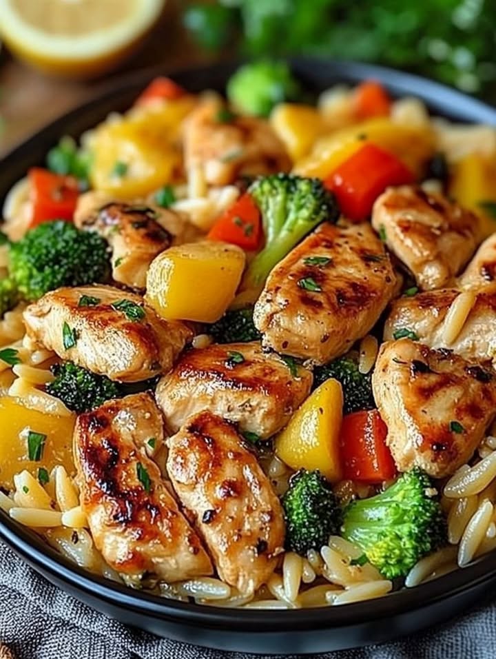 Lemon Veggie Orzo Stir-Fry