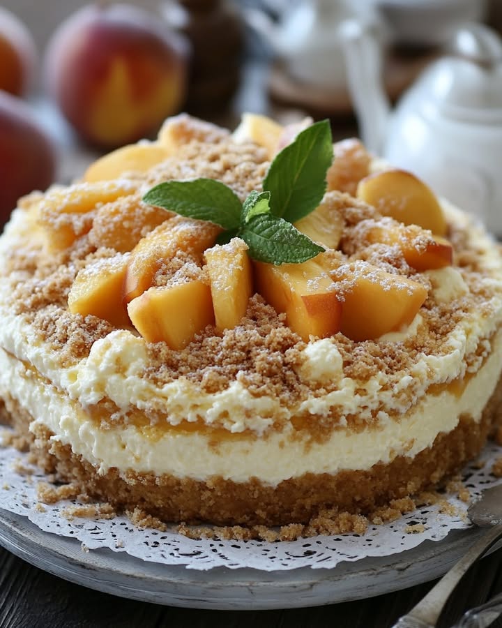 Peach Streusel Cheesecake: Irresistibly Creamy & Sweet Delight 2 Peach Streusel Cheesecake