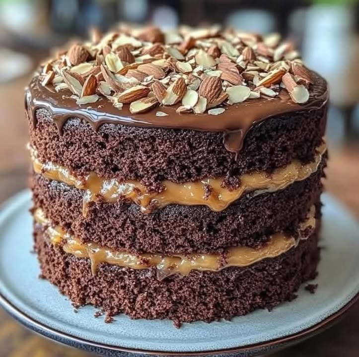 Decadent Chocolate Almond Delight: Rich Cake with Caramel and Nuts 2 chocolate almond delight Elite Cooking Recipes