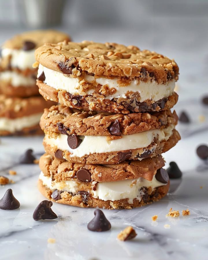 Chocolate Chip Cookie Cheesecake Sandwiches: A Heavenly Dessert Combo 2 chocolate chip cheesecake sandwiches Elite Cooking Recipes