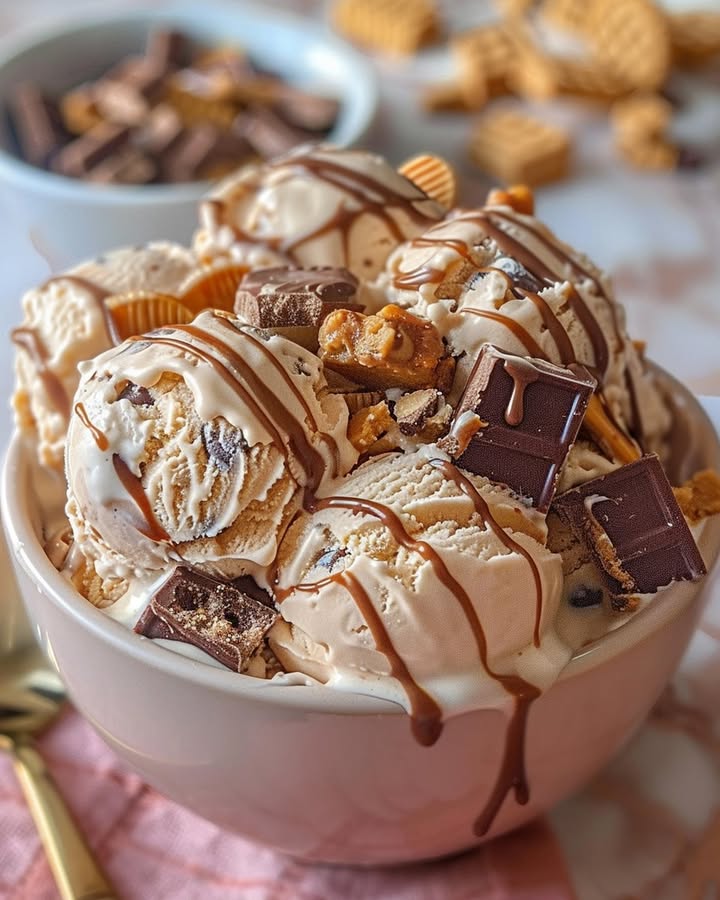 Decadent Snickers & Reeses Cookie Dough Ice Cream 2 decadent cookie dough delight Elite Cooking Recipes