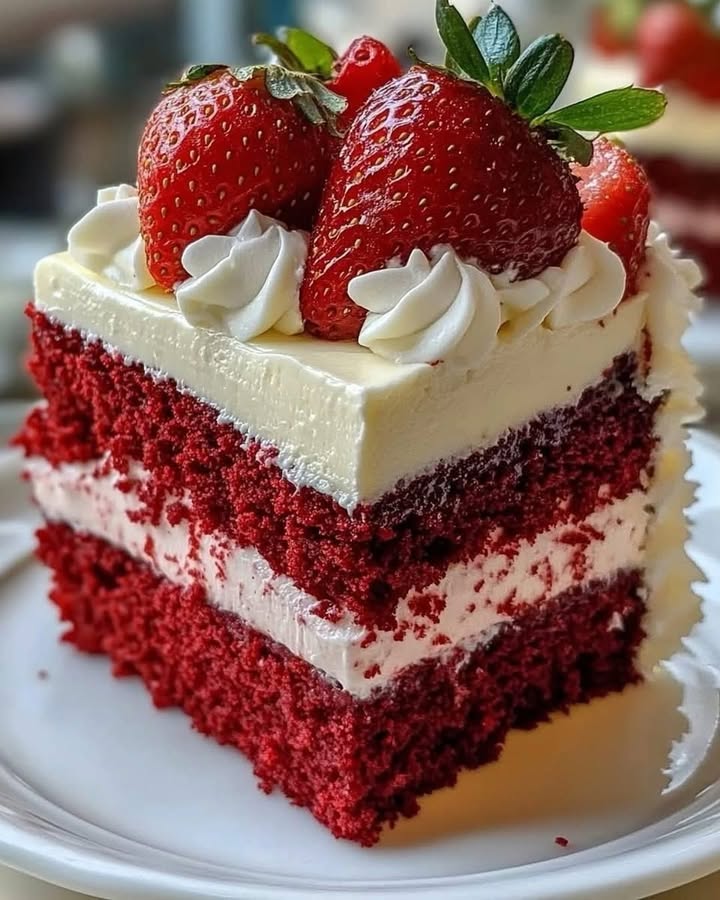Red Velvet Cheesecake Delight with Strawberries Recipe 2 strawberry velvet cheesecake Elite Cooking Recipes