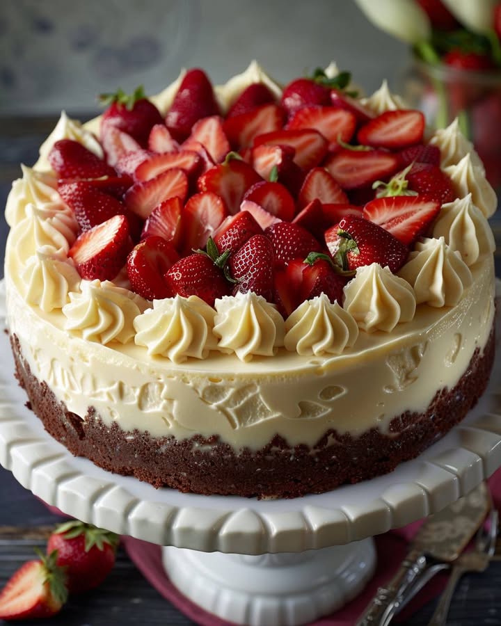 Creamy White Chocolate Strawberry Cheesecake Recipe 2 white chocolate strawberry cheesecake Elite Cooking Recipes